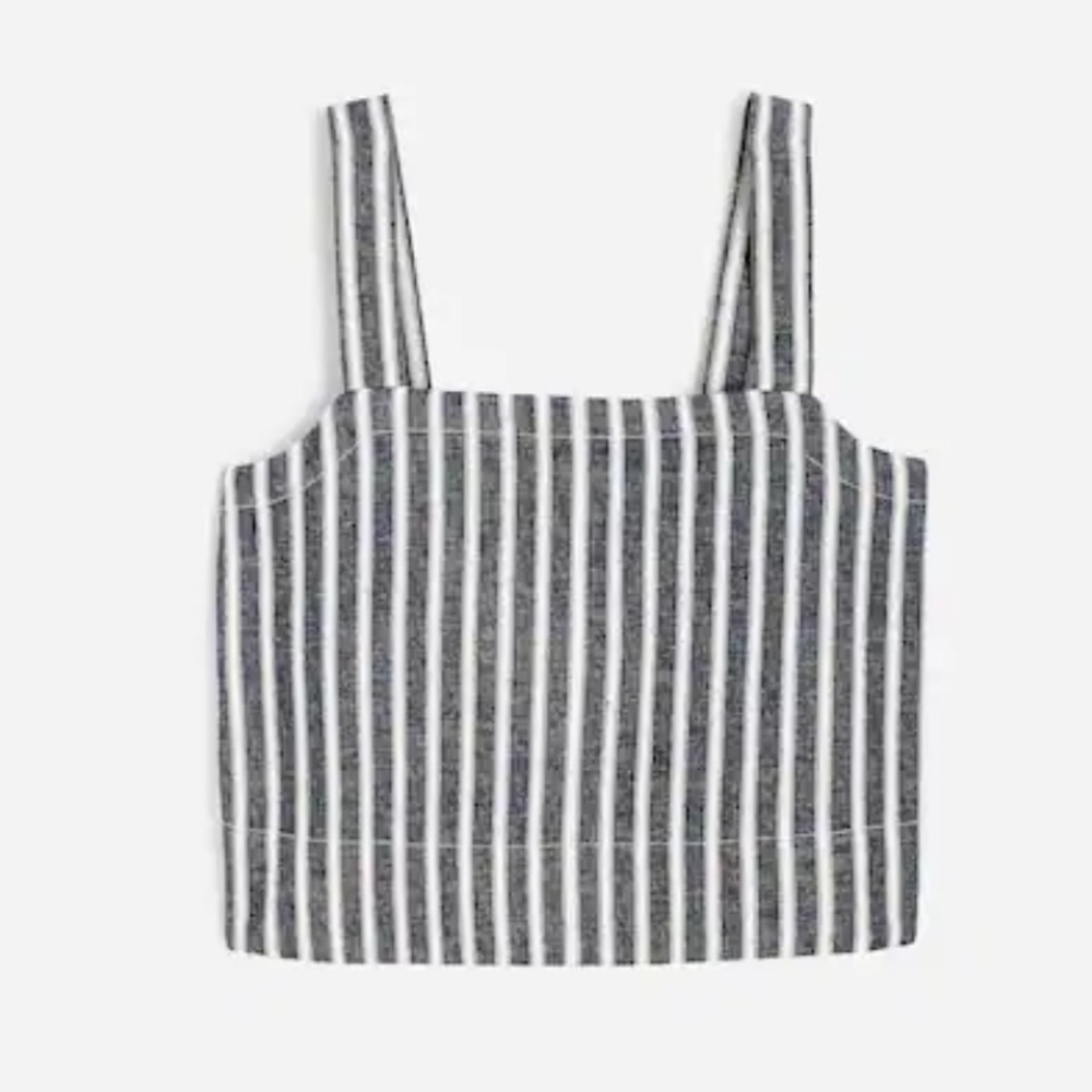 MADEWELL Squareneck Top in Linen Blend Stripe NWT